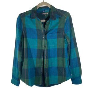 Toad&Co Womens Organic Cotton Carin duoflod Plaid Shirt XS outdoor sustainable g